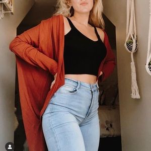 burnt orange cardigan